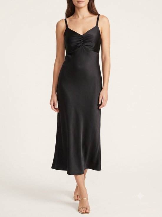 sofia by sofia vergara Dresses & Skirts - Sofia Vergara Satin Slip Midi Dress M Black NEW